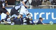 12 December 2008; Girvan Dempsey, Leinster, scores his side's first try against Castres Olympique. Heineken Cup, Pool 2, Round 4, Castres Olympique v Leinster, Stade Pierre-Antoine, Castres, France. Picture credit: Brendan Moran / SPORTSFILE