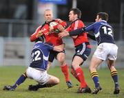 17 December 2008; Paul Warwick, Munster A, is tackled by Kyle Tonetti, Leinster A. Challenge match, Leinster A v Munster A, Donnybrook Stadium, Dublin. Picture credit: Stephen McCarthy / SPORTSFILE