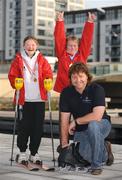 17 December 2008; Shane gets his skates on for Special Olympics Ireland. Rugby legend Shane Byrne with Special Olympics Team Ireland athletes Clara Keoghan, left, from Sandymount, Dublin and Charlie O'Reilly, Sandycove, Dublin. Shane, who is sponsored by irishjobs.ie, will take to the ice in aid of Special Olympics Ireland at the &quot;7 up Christmas on Ice - Celebrities on Ice challenge for charity&quot; on the Late Late show on Friday next 19th December. The message from Clara and Charlie is VOTE SHANE!. Grand Canal Quay, Dublin. Picture credit: Brendan Moran / SPORTSFILE