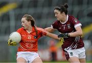 8 August 2015; Aoife McCoy, Armagh, in action against Laura Brennan, Westmeath. TG4 Ladies Football All-Ireland Senior Championship Qualifier, Round 2, Armagh v Westmeath, Kingspan Breffni Park, Cavan. Picture credit: Oliver McVeigh / SPORTSFILE