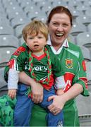8 August 2015; Eighteen month old Jamie Conroy and his mother Michelle, from Claremorris, after the game. GAA Football All-Ireland Senior Championship Quarter-Final, Donegal v Mayo, Croke Park, Dublin. Picture credit: Ray McManus / SPORTSFILE