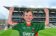 8 August 2015; Mayo supporter Noah Costello, aged 7, from Castlebar, celebrates his side victory after the game. GAA Football All-Ireland Senior Championship Quarter-Final, Donegal v Mayo, Croke Park, Dublin. Picture credit: Piaras Ó Mídheach / SPORTSFILE