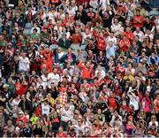 8 August 2015; Tyrone supporters in the Cusack stand celebrate a score. GAA Football All-Ireland Senior Championship Quarter-Final, Monaghan v Tyrone, Croke Park, Dublin. Picture credit: Dáire Brennan / SPORTSFILE