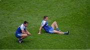 8 August 2015; Drew Wylie, left, and his brother Ryan, Monaghan, lie dejectedly on the field after the game. GAA Football All-Ireland Senior Championship Quarter-Final, Monaghan v Tyrone, Croke Park, Dublin. Picture credit: Dáire Brennan / SPORTSFILE