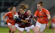 8 August 2015; Karen Hegarty, Westmeath, in action against Niamh Marley, Armagh. TG4 Ladies Football All-Ireland Senior Championship Qualifier, Round 2, Armagh v Westmeath, Kingspan Breffni Park, Cavan. Picture credit: Oliver McVeigh / SPORTSFILE