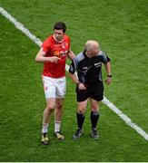 8 August 2015; Seán Cavanagh, Tyrone, requests for the Tyrone medical team to assist referee Marty Duffy. GAA Football All-Ireland Senior Championship Quarter-Final, Monaghan v Tyrone, Croke Park, Dublin. Picture credit: Dáire Brennan / SPORTSFILE