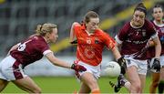 8 August 2015; Aoife McCoy, Armagh, in action against Fiona Claffey and Laura Brennan, Westmeath. TG4 Ladies Football All-Ireland Senior Championship Qualifier, Round 2, Armagh v Westmeath, Kingspan Breffni Park, Cavan. Picture credit: Oliver McVeigh / SPORTSFILE