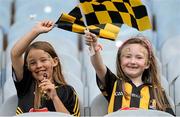 9 August 2015; Kilkenny supporters and cousins Naoise Moran, left, aged 8, and Emma Moran, aged 6, ahead of the game. Electric Ireland GAA Hurling All-Ireland Minor Championship, Semi-Final, Kilkenny v Galway. Croke Park, Dublin. Picture credit: Brendan Moran / SPORTSFILE