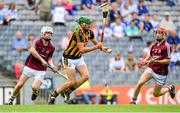 9 August 2015; Daniel O'Connor, Kilkenny, in action against Jack Coyne, left, and Jack Grealish, Galway. Electric Ireland GAA Hurling All-Ireland Minor Championship, Semi-Final, Kilkenny v Galway. Croke Park, Dublin. Picture credit: Piaras Ó Mídheach / SPORTSFILE