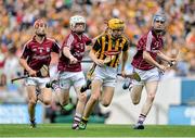 9 August 2015; Richie Leahy, Kilkenny, in action against Jack Grealish, left, Jack Coyne, and Shane Bannon, right, Galway. Electric Ireland GAA Hurling All-Ireland Minor Championship, Semi-Final, Kilkenny v Galway. Croke Park, Dublin. Picture credit: Brendan Moran / SPORTSFILE
