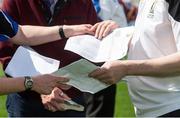 9 August 2015; Referee John O'Brien sorts out the paper work ahead of the game. Electric Ireland GAA Hurling All-Ireland Minor Championship, Semi-Final, Kilkenny v Galway. Croke Park, Dublin. Picture credit: Piaras Ó Mídheach / SPORTSFILE