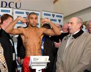17 December 2008; Rendall Munroe weighs in ahead of tommorrow nights fight. Darren Sutherland v Georgi Iliev Pre - Fight Weigh In, The Helix, DCU, Dublin. Picture credit: Brian Lawless / SPORTSFILE