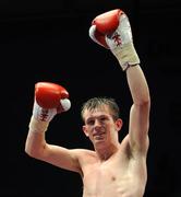 18 December 2008; Paul Hyland celebrates victory over Eugene Hegney during their Bantamweight bout. Frank Maloney promotions, Paul Hyland v Eugene Hegney, The Helix, DCU, Dublin. Picture credit: Ray Lohan / SPORTSFILE *** Local Caption ***