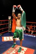 18 December 2008; Darren Sutherland celebrates his win over Georgi Iliev after their super middleweight bout. Frank Maloney promotions, Darren Sutherland v Georgi Iliev. The Helix, DCU, Dublin. Picture credit: Ray Lohan / SPORTSFILE *** Local Caption ***