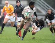 20 December 2008; Margaret Alphonsi, England XV, is tackled by Yvonne Nolan, Ireland XV. Women's International Rugby Friendly, Ireland XV v England XV, St Mary's RFC, Templeville Road, Dublin. Picture credit: Matt Browne / SPORTSFILE