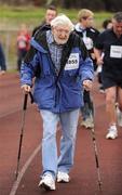 25 December 2008; 84-year- old Joss Lynam, the noted Irish mountaineer, during in one of the many Goal Miles at the athletics track in UCD, Belfield, Dublin. This year the event took place at 72 locations around Ireland. Annual Goal Mile, Belfield, University College, Dublin. Picture credit: Ray McManus / SPORTSFILE
