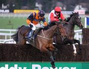 26 December 2008; Follow The Plan, with John Cullen up, clears the last on their way to winning the Durkan New Homes Novice Steeplechase ahead of second placed Tatenen, with Sam Thomas up, right. Leopardstown Christmas Festival, Leopardstown Racecourse, Dublin. Picture credit: Pat Murphy / SPORTSFILE