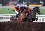 26 December 2008; Follow The Plan, with John Cullen up, clears the last on their way to winning the Durkan New Homes Novice Steeplechase ahead of second placed Tatenen, with Sam Thomas up, right. Leopardstown Christmas Festival, Leopardstown Racecourse, Dublin. Picture credit: Pat Murphy / SPORTSFILE