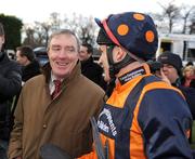 26 December 2008; Follow The Plan trainer Oliver McKiernan in conversation with jockey John Cullen after victory in the Durkan New Homes Novice Steeplechase. Leopardstown Christmas Festival, Leopardstown Racecourse, Dublin. Picture credit: Pat Murphy / SPORTSFILE