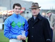 27 December 2008; Jockey Patrick Mullins with his father and Trainer of Quel Esprit Willie Mullins after the Paddy Power Christmas Bumper. Leopardstown Christmas Racing Festival 2008, Leopardstown. Picture credit: Matt Browne / SPORTSFILE