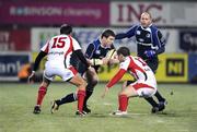 27 December 2008; Gordon D'Arcy, Leinster, in action against Brynn Cunningham and Darren Cave, Ulster. Magners League, Ulster v Leinster, Ravenhill Park, Belfast, Co. Antrim. Picture credit: Oliver McVeigh / SPORTSFILE
