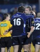 27 December 2008; Leinster's Brian Blaney and Jamie Heaslip celebrate at the final whistle. Magners League, Ulster v Leinster, Ravenhill Park, Belfast, Co. Antrim. Picture credit: Oliver McVeigh / SPORTSFILE