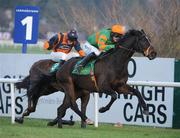 28 December 2008; Catch Me, with Andrew McNamara up, races ahead of second place Whatuthink, John Cullen up, on the way to winning the woodiesdiy.com Christmas Hurdle. Leopardstown Christmas Racing Festival 2008, Leopardstown. Picture credit: Brian Lawless / SPORTSFILE