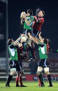 28 December 2008; Andrew Farley, Connacht, wins a lineout from Mick O'Driscoll, Munster. Magners League, Connacht v Munster, Sportsground, Galway. Picture credit: Brendan Moran / SPORTSFILE