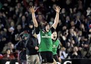 28 December 2008; Connacht's Andrew Browne and team-mate Liam Bibo, right, celebrate at the final whistle after victory over Munster. Magners League, Connacht v Munster, Sportsground, Galway. Picture credit: Brendan Moran / SPORTSFILE