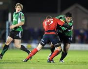 28 December 2008; Niva Ta'auso, Connacht, is tackled by Keith Earls, Munster. Magners League, Connacht v Munster, Sportsground, Galway. Picture credit: Brendan Moran / SPORTSFILE