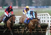 29 December 2008; Sublimity, with Philip Carberry up, right, clears the last on their way to winning the Leopardstown Golf Centre December Festival Hurdle ahead of 2nd place Won In The Dark, Shane Hassett up. Leopardstown Christmas Racing Festival 2008, Leopardstown. Photo by Sportsfile