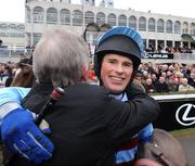 29 December 2008; Jockey Philip Carberry celebrates with owner of Sublimity Bill Hennessy after winning the Leopardstown Golf Centre December Festival Hurdle. Leopardstown Christmas Racing Festival 2008, Leopardstown. Photo by Sportsfile