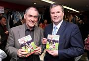 17 December 2008; Tyrone football manager Mickey Harte, left, and author Brian Carthy at the Launch of 'The Championship 2008', an unrivalled record of the football and hurling championships 2008 by author and RTE radio's gaelic games correspondent Brian Carthy. Sharkey Sports, Castle Street, Ardee, Co. Louth. Photo by Sportsfile