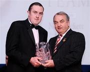 19 December 2008; Niall Hackett, Meath, is presented with his Christy Ring award by GAA President Nickey Brennan at the 2008 Christy Ring / Nicky Rackard Champion 15 & Rounders All Star Awards. Croke Park, Dublin. Photo by Sportsfile
