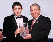 19 December 2008; John Griffin, Kerry, is presented with his Christy Ring award by GAA President Nickey Brennan at the 2008 Christy Ring / Nicky Rackard Champion 15 & Rounders All Star Awards. Croke Park, Dublin. Photo by Sportsfile