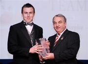 19 December 2008; Tony Murphy, Kildare, is presented with his Christy Ring award by GAA President Nickey Brennan at the 2008 Christy Ring / Nicky Rackard Champion 15 & Rounders All Star Awards. Croke Park, Dublin. Photo by Sportsfile