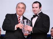 19 December 2008; Vincent McDermott, Leitrim, is presented with his Nicky Rackard award by GAA President Nickey Brennan at the 2008 Christy Ring / Nicky Rackard Champion 15 & Rounders All Star Awards. Croke Park, Dublin. Photo by Sportsfile