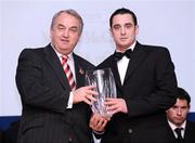 19 December 2008; Mickey McCann, Donegal, is presented with his Nicky Rackard award by GAA President Nickey Brennan at the 2008 Christy Ring / Nicky Rackard Champion 15 & Rounders All Star Awards. Croke Park, Dublin. Photo by Sportsfile