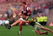 24 September 2000; Kevin Walsh of Galway in action against Tom O'Sullivan of Kerry during the All-Ireland Senior Football Championship Final match between Kerry and Galway at Croke Park in Dublin. Photo by Ray McManus/Sportsfile
