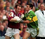 24 September 2000; John Divilly of Galway in action against Aodhan MacGearailt of Kerry during the All-Ireland Senior Football Championship Final match between Kerry and Galway at Croke Park in Dublin. Photo by Ray McManus/Sportsfile