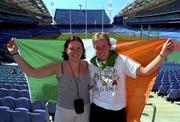 27 September 2000; Ireland supporters Anna Marie Kiernan, left, from Carlow, and Deirdre Coleman from Cork during day 13 of the Sydney Olympics in Sydney, Australia. Photo by Brendan Moran/Sportsfile