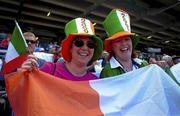 27 September 2000; Ireland supporters Laura Walsh, left, and Elaine Flanagan from Waterford during day 13 of the Sydney Olympics in Sydney, Australia. Photo by Brendan Moran/Sportsfile