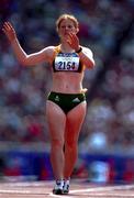 28 September 2000; Gillian O'Sullivan of Ireland after finishing 10th in the women's 20km walking race during day 14 of the 2000 Sydney Olympics in Sydney, Australia. Photo by Brendan Moran/Sportsfile