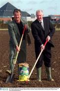 28 September 2000; Pictured at an official seeding ceremony in the new grounds of Shamrock Rovers Football Club, are, from left,  Damien Richardson, Manager, Shamrock Rovers and Ray Colman, Chief Executive of Woodies DIY. Picture Credit: Gerry Barton/SPORTSFILE