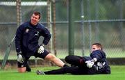 3 October 2000; Alan Kelly, left, and Nick Colgan during a Republic of Ireland squad training session at Clonshaugh in Dublin. Photo by Damien Eagers/Sportsfile