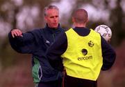 4 October 2000; Manager Mick McCarthy, left, and Roy Keane during a Republic of Ireland squad training session at the AUL Complex in Clonshaugh, Dublin. Photo by David Maher/Sportsfile