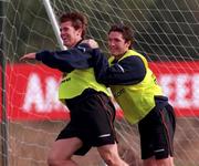 4 October 2000; Kevin Kilbane, left, and Robbie Keane during a Republic of Ireland squad training session at the AUL Complex in Clonshaugh, Dublin. Photo by David Maher/Sportsfile