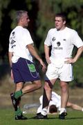 5 October 2000; Manager Mick McCarthy, left, and Richard Dunne during a Republic of Ireland squad training session at the National Stadium Training Ground in Lisbon, Portugal. Photo by Damien Eagers/Sportsfile
