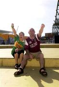 7 October 2000; Maire Morierty, from Currow, and Jimmy Norman, Oranmore, Republic of Ireland soccer fans watching the Ireland Football Final between Kerry and Galway on a big screen, Expo 98, Lisbon, Portugal. Picture credit; Damien Eagers/SPORTSFILE *EDI*