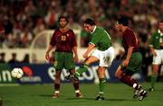 7 October 2000; Matt Holland of Republic of Ireland shoots to score his side's equalising goal during the World Cup 2002 Qualification Group 2 match between Portugal and Republic of Ireland at the Estádio da Luz in Lisbon, Portugal. Photo by Damien Eagers/Sportsfile